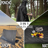 Waterproof Lightweigh Hooded Rain Poncho Raincoat Jacket for Men Women Rain Coat with Pocket Adult Outdoor Hiking - Front View
