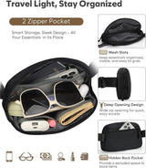 Fanny Packs for Women Cross Body Bag Waterproof Belt Bag with Adjustable Strap and Zipper Back Pocket Small Crossbody Bags Fashion Waist Packs for Workout Travelling(Black) - Top-Down View