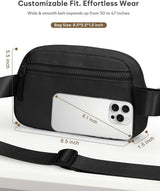 Fanny Packs for Women Cross Body Bag Waterproof Belt Bag with Adjustable Strap and Zipper Back Pocket Small Crossbody Bags Fashion Waist Packs for Workout Travelling(Black) - Close-Up Angle