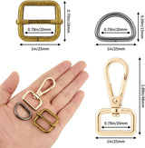 Purse Hardware Heavy Duty Swivel Snap Hooks D Rings and Slide Buckles for Bag Making Handbag Craft - Side View