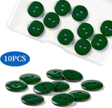 10pcs 15mm Resin Sewing Button,2 Holes Round Craft Decorative Buttons for Coat,Clothes Holiday Decoration DIY Accessories(Dark Green 5/8inch) - Front View