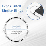 Loose Leaf Binder Rings 1Inch(12 Pack) Office Metal Book Ring,Nickel Plated Steel Key Rings for School Home or Office,Sliver