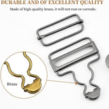 6 Sets Metal Overalls Buckles,Metal Suspender Buckle Overall Clips with Adjustable Tri Glide Slide Buckle Buttons - Top-Down View