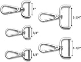 4pcs Detachable Snap Hook Swivel Clasp with Screw Bag Leather Strap Hardware Replacement,Silver5/8 - Front View