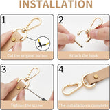 4pcs Detachable Snap Hook Swivel Clasp with Screw Bag Leather Strap Hardware Replacement,Silver5/8 - Side View