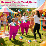 Granny Pants Yard Game Set Giant Outdoor Party Activity for Kids and Adults, Big Pants Ball Catching Set with 4 Balloons and Pump, Funny Lawn Activity, Ring Toss Games (Deep Pink)