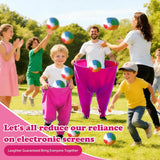 Granny Pants Yard Game Set Giant Outdoor Party Activity for Kids and Adults, Big Pants Ball Catching Set with 4 Balloons and Pump, Funny Lawn Activity, Ring Toss Games (Deep Pink) - Rear View
