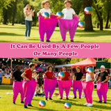 Granny Pants Yard Game Set Giant Outdoor Party Activity for Kids and Adults, Big Pants Ball Catching Set with 4 Balloons and Pump, Funny Lawn Activity, Ring Toss Games (Deep Pink) - Close-Up Angle