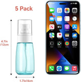 2 oz Travel Spray Bottles TSA Approved，Leak Proof Travel Size Mini Small Fine Mist Spray Bottle 2 oz for Face Hair (5 Pack) - Side View