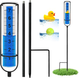 Rain Gauge Outdoor for Yard, Heavy Duty Rain Guage Gage Freeze Proof Best Rated, Large Plastic Water Gauge with Floating Duck and Ball, Playful & Accurate - Front View