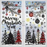 136 PCS Christmas Window Clings Stickers Winter Snowflakes Merry Christmas Tree Pine Branches Window Decals for Xmas Party Home Holiday Shop Glass Display Decoration