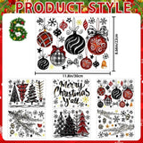 136 PCS Christmas Window Clings Stickers Winter Snowflakes Merry Christmas Tree Pine Branches Window Decals for Xmas Party Home Holiday Shop Glass Display Decoration