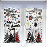 136 PCS Christmas Window Clings Stickers Winter Snowflakes Merry Christmas Tree Pine Branches Window Decals for Xmas Party Home Holiday Shop Glass Display Decoration - Top-Down View