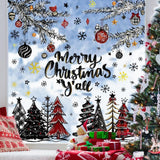 136 PCS Christmas Window Clings Stickers Winter Snowflakes Merry Christmas Tree Pine Branches Window Decals for Xmas Party Home Holiday Shop Glass Display Decoration - Rear View