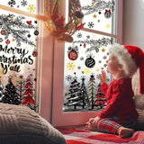 136 PCS Christmas Window Clings Stickers Winter Snowflakes Merry Christmas Tree Pine Branches Window Decals for Xmas Party Home Holiday Shop Glass Display Decoration - Close-Up Angle