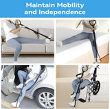 Long Leg Lifter, Leg Lifter Strap Rigid with Large Foot Loop, Legs Strap Lift for Get in and Out of Bed,Car,Wheelchair for Disables and Elderly，Foot Straps，Legs Aid Lift aids (25.5in-56in) - Top-Down View