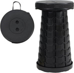 Portable Telescoping Foldable Stool - Lightweight, Outdoor Essential for Camping, Picnicking, Park Leisure, Fishing, Hiking & BBQ (Black)