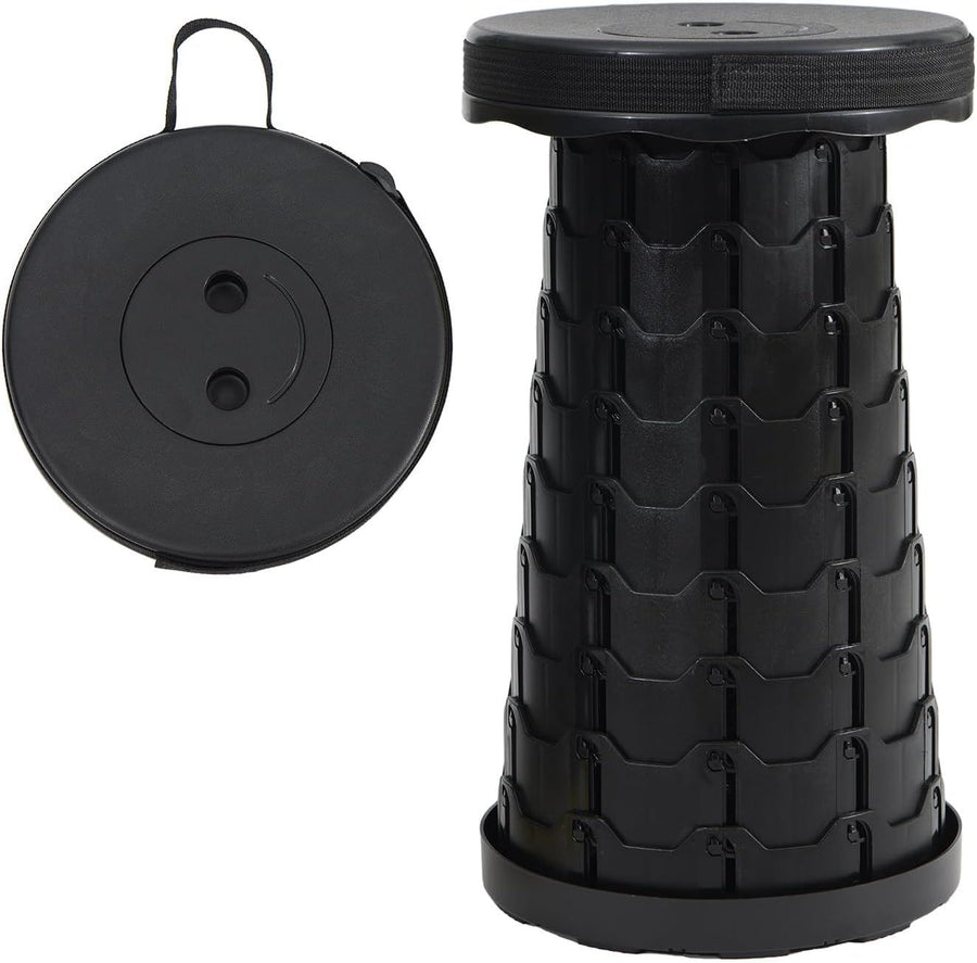 Portable Telescoping Foldable Stool - Lightweight, Outdoor Essential for Camping, Picnicking, Park Leisure, Fishing, Hiking & BBQ (Black)