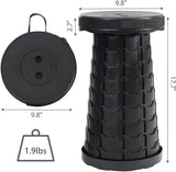 Portable Telescoping Foldable Stool - Lightweight, Outdoor Essential for Camping, Picnicking, Park Leisure, Fishing, Hiking & BBQ (Black) - Front View