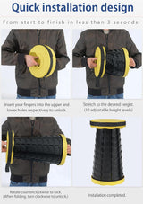 Portable Telescoping Foldable Stool - Lightweight, Outdoor Essential for Camping, Picnicking, Park Leisure, Fishing, Hiking & BBQ (Black) - Top-Down View