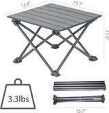 Roll-Up Camping Table, 4-Person Lightweight Portable Outdoor Table with Carry Bag for Picnics BBQ Travel (15.7”x13.7”x11” Black)