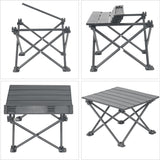 Roll-Up Camping Table, 4-Person Lightweight Portable Outdoor Table with Carry Bag for Picnics BBQ Travel (15.7”x13.7”x11” Black) - Top-Down View
