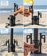 Portable Tent Holder Camping Tent Pole Holder Comes with 4 Ground Nails Tent Fixed Tube Pole Stand for Camping Fishing Hiking - Rear View