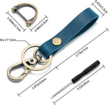 Leather Car Keychain Holder for Men and Women,Universal Keys Fob Key chains Accessories with Carabiner Clip - Front View