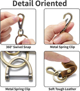 Leather Car Keychain Holder for Men and Women,Universal Keys Fob Key chains Accessories with Carabiner Clip - Side View