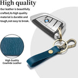 Leather Car Keychain Holder for Men and Women,Universal Keys Fob Key chains Accessories with Carabiner Clip - Top-Down View