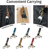 Leather Car Keychain Holder for Men and Women,Universal Keys Fob Key chains Accessories with Carabiner Clip - 45-Degree Angle