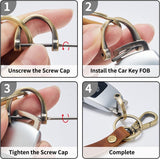 Leather Car Keychain Holder for Men and Women,Universal Keys Fob Key chains Accessories with Carabiner Clip - Close-Up Angle