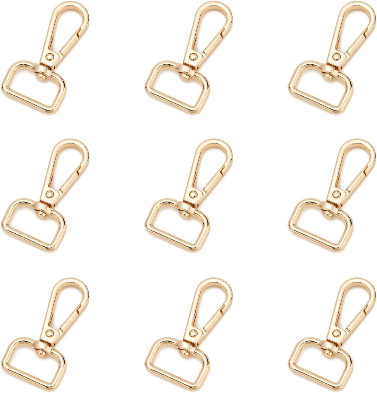 9 Pcs D Ring Swivel Lobster Claw Clasp Push Gate Snap Hooks Trigger Clips for DIY Crafts Keychain Purse Handbag Making,3/4 Inch Glod