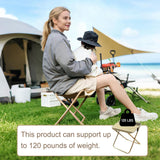Collapsible Stool Folding Stool for Adults, Foldable Backpack Stool Portable Chair Heavy Duty Compact Travel Camping Stool with Storage Pocket, Portable Folding Seat for Fishing Hiking (Khaki, S) - Side View
