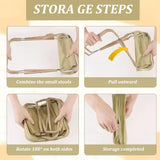 Collapsible Stool Folding Stool for Adults, Foldable Backpack Stool Portable Chair Heavy Duty Compact Travel Camping Stool with Storage Pocket, Portable Folding Seat for Fishing Hiking (Khaki, S) - Rear View