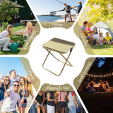 Collapsible Stool Folding Stool for Adults, Foldable Backpack Stool Portable Chair Heavy Duty Compact Travel Camping Stool with Storage Pocket, Portable Folding Seat for Fishing Hiking (Khaki, S) - Close-Up Angle