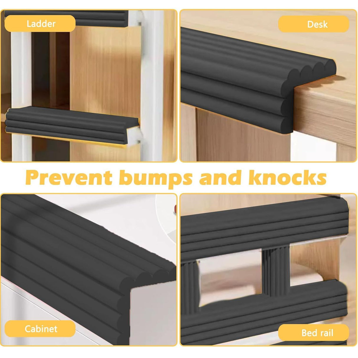 Soft Bunk Bed Ladder Pads with Cutter – Foam Step Padding & Ladder Cover for Kids’ Loft Beds, Dorm Ladders, Stairs & Edges, Easy-Cut Protective Pads for Comfortable Climbing and Home Safety (Black)