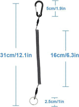 Stretchy Coiled Lanyards for Keys Kayak Fishing Equipment Pliers Tools, Black Blue Green Red Yellow Silver, 4/6pcs