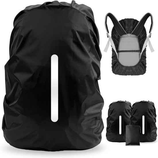 2 Pack Waterproof Rain Cover for Backpack, Reflective Rainproof Protector for Anti-Dust and Anti-Theft,M Size (for 30L-40L Backpack), 2 Pcs Black