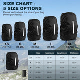 2 Pack Waterproof Rain Cover for Backpack, Reflective Rainproof Protector for Anti-Dust and Anti-Theft,M Size (for 30L-40L Backpack), 2 Pcs Black - Side View