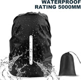 2 Pack Waterproof Rain Cover for Backpack, Reflective Rainproof Protector for Anti-Dust and Anti-Theft,M Size (for 30L-40L Backpack), 2 Pcs Black - Top-Down View