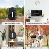 2 Pack Waterproof Rain Cover for Backpack, Reflective Rainproof Protector for Anti-Dust and Anti-Theft,M Size (for 30L-40L Backpack), 2 Pcs Black - Close-Up Angle