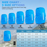 2pcs Waterproof Rain Cover for Backpack, Reflective Rainproof Protector for Anti-dust and Anti-Theft M 30L-40L Black - Close-Up Angle
