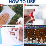 72" Christmas Window Clings,Winter House Window Decals White Simple Style Reusable Non Adhesive Street Scene Border Stickers for Home Cafe Shopping Mall Glass Door Christmas Decor