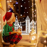 72" Christmas Window Clings,Winter House Window Decals White Simple Style Reusable Non Adhesive Street Scene Border Stickers for Home Cafe Shopping Mall Glass Door Christmas Decor