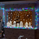 72" Christmas Window Clings,Winter House Window Decals White Simple Style Reusable Non Adhesive Street Scene Border Stickers for Home Cafe Shopping Mall Glass Door Christmas Decor