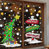 Christmas Window Clings Decorations,Extra Large Reusable Decals Rustic Curved Christmas Tree Arrow Yard Sign Stickers for Xmas Winter Holiday Home Office Party Glass Decor - Front View