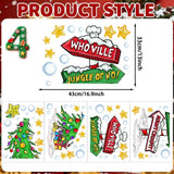 Christmas Window Clings Decorations,Extra Large Reusable Decals Rustic Curved Christmas Tree Arrow Yard Sign Stickers for Xmas Winter Holiday Home Office Party Glass Decor - Side View