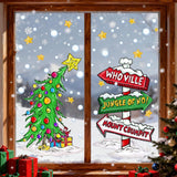 Christmas Window Clings Decorations,Extra Large Reusable Decals Rustic Curved Christmas Tree Arrow Yard Sign Stickers for Xmas Winter Holiday Home Office Party Glass Decor