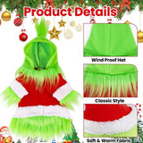 Dog Christmas Outfit，Christmas Pet Clothes Green Classic Dog Hoodie Shirt Cosplay Apparel Christmas Party Cosplay Costume Pet Supplies Accessories for Small Dogs and Cats